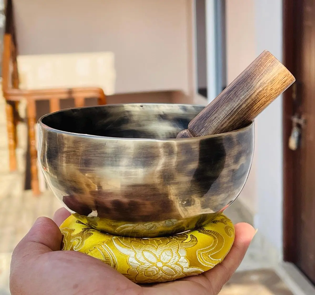 Tibetan Antique Tiger Singing Bowl 15-16 cm